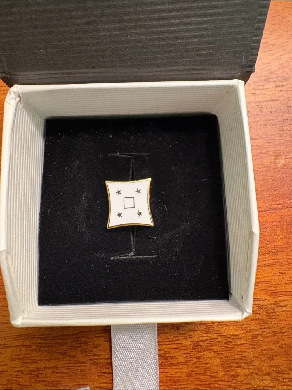 Delta Tau Delta (ΔΤΔ) Official Fraternity Pledge Pin – White Enamel Gold Tone